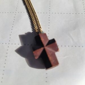 VTG Handcarved Brown St. Andrew's Roman Rosewood Cross Pendant